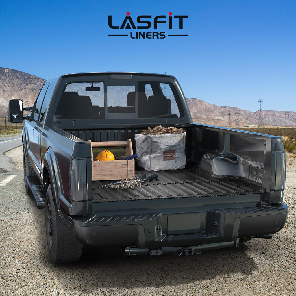 LASFIT Truck Bed Mat for 2009-2016 Ford F250 F350 F450 6.75ft Super Duty 81.9'' Bed Liner(Not fit with Drop-in Bed Liner), TPE 100% All Weather Car Bed Mat for F-250 F-350 F-450,1PCS Black