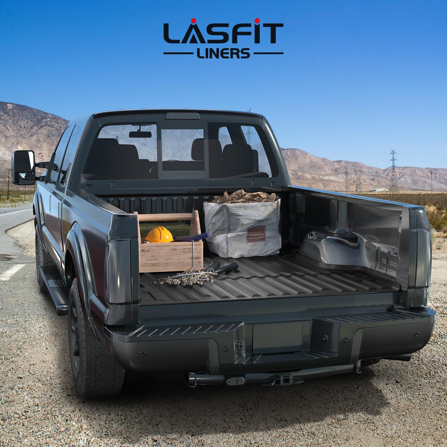 LASFIT Truck Bed Mat for 2009-2016 Ford F250 F350 F450 6.75ft Super Duty 81.9'' Bed Liner(Not fit with Drop-in Bed Liner), TPE 100% All Weather Car Bed Mat for F-250 F-350 F-450,1PCS Black