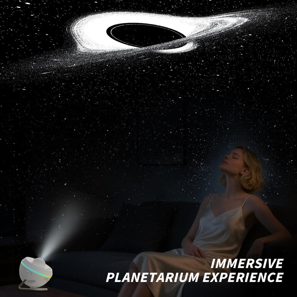 Galaxy Projector, Star Projector Home Planetarium with 1 Glass Projection Disc, 180° Rotatable Starry Sky Night Light with Meteor Effects & Light Strip for Bedroom, Kids & Adults Gift