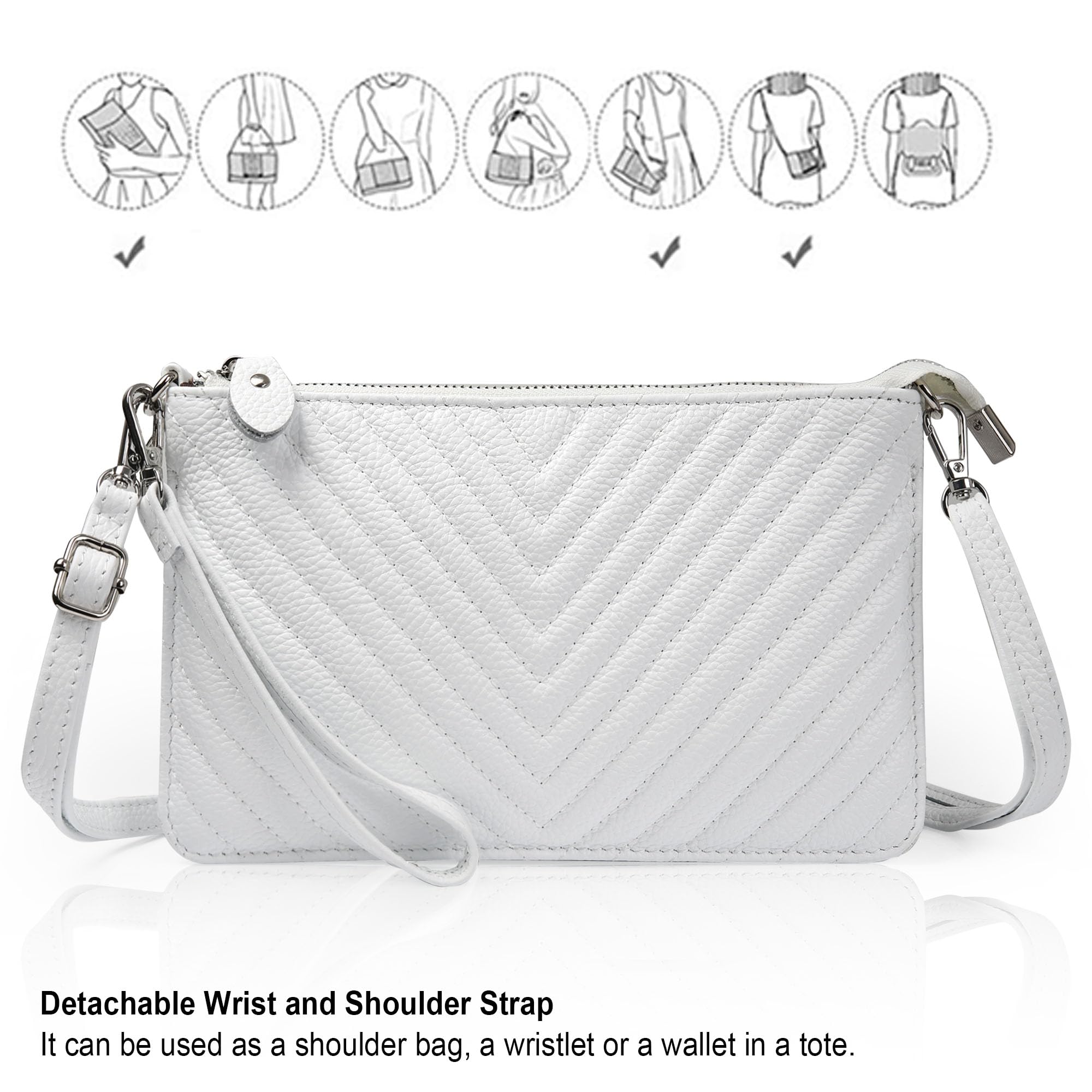 befen Genuine Leather Wristlet Clutch Wallet Purses Small Crossbody Bags for Women with RFID Blocking Card Slots