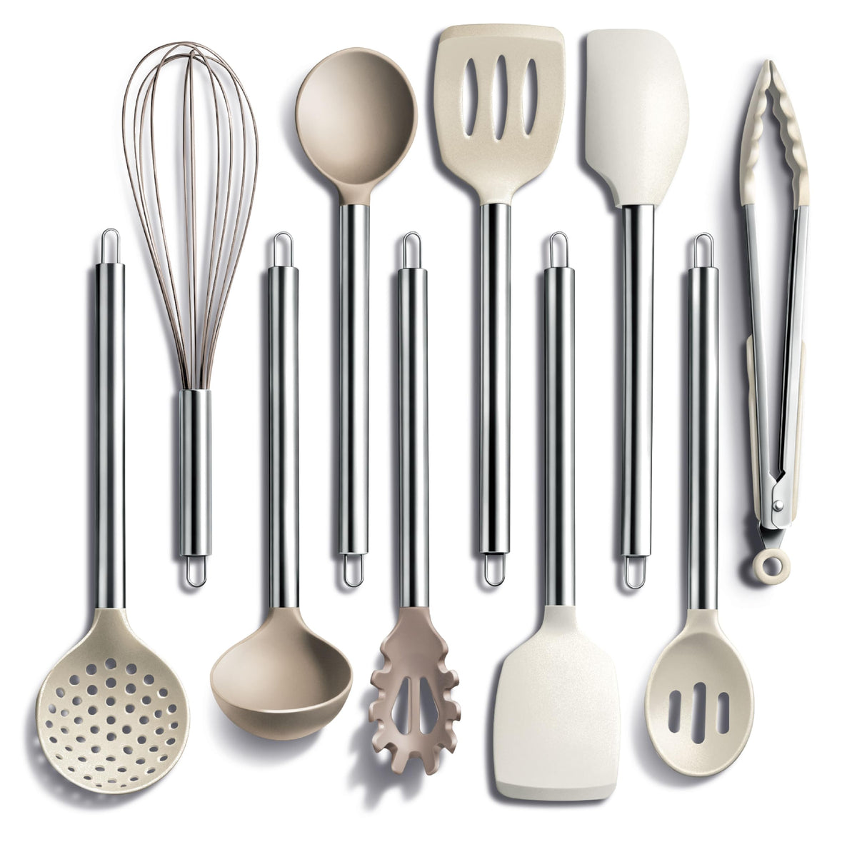 COOK WITH COLOR Silicone Cooking Utensils, Kitchen Utensil Set, Easy to Clean Silicone Kitchen Utensils, Cooking Utensils for Nonstick Cookware, Kitchen Gadgets Set with Holder, 10 Pieces