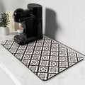 Rnivvi Coffee Mat, 12" x 19" Coffee Bar Mats for Espresso Machine Station Accessories and Organizer, Hide Stain Rubber Backed Absorbent Dish Drying Pad for Kitchen Counter, Cute Bar Decor Pad, Black