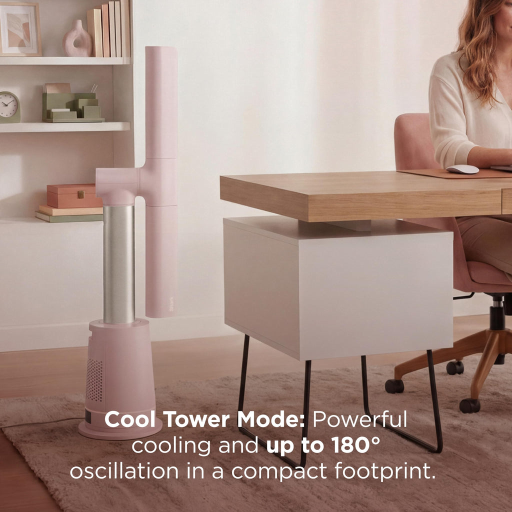 Shark TurboBlade Fan—Ultra-customizable bladeless tower fan, pivots, twists, oscillates 180°, circulates and propels air, 10 noise levels + 10 speeds, easy to clean, charcoal, TF202S