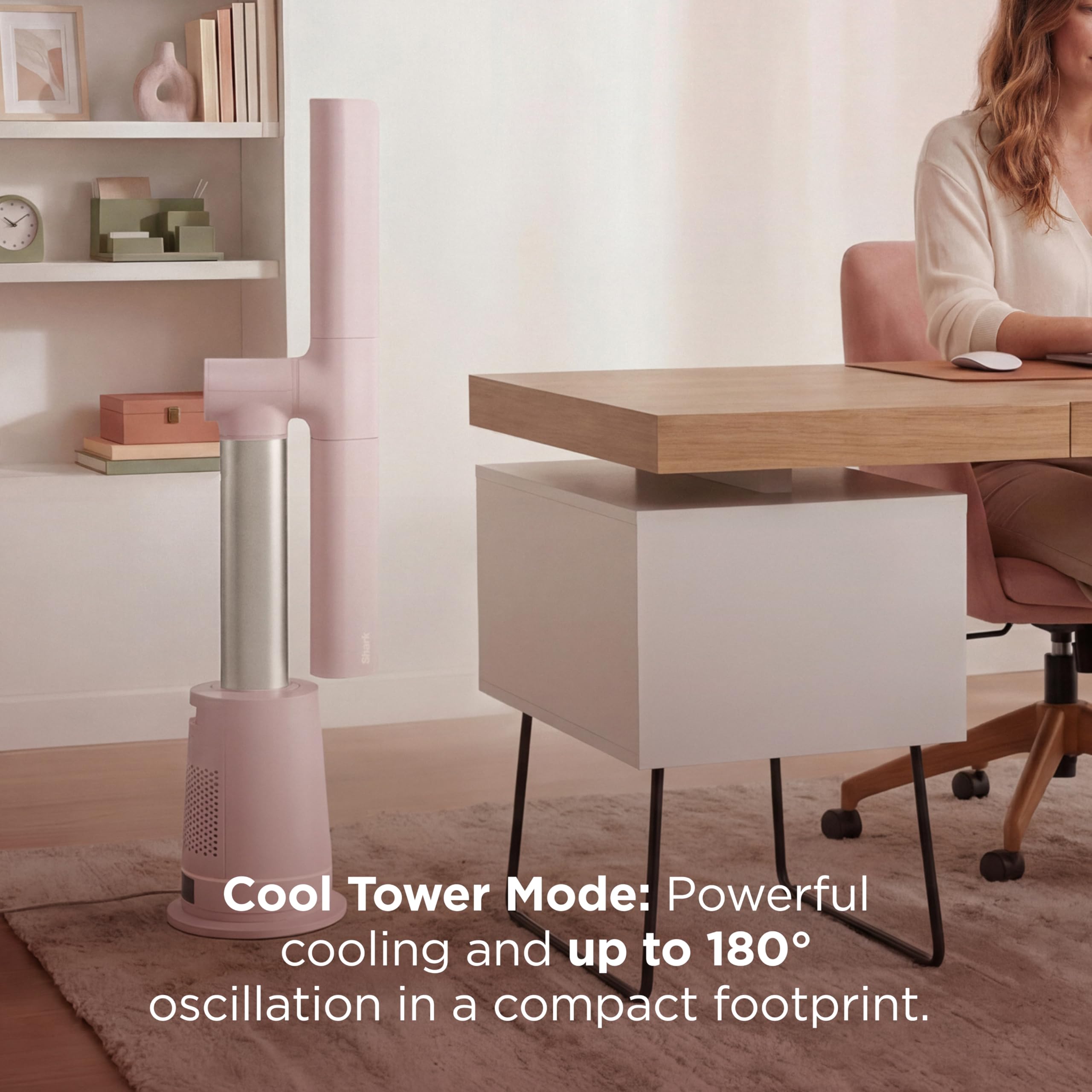 Shark TurboBlade Fan—Ultra-customizable bladeless tower fan, pivots, twists, oscillates 180°, circulates and propels air, 10 noise levels + 10 speeds, easy to clean, charcoal, TF202S