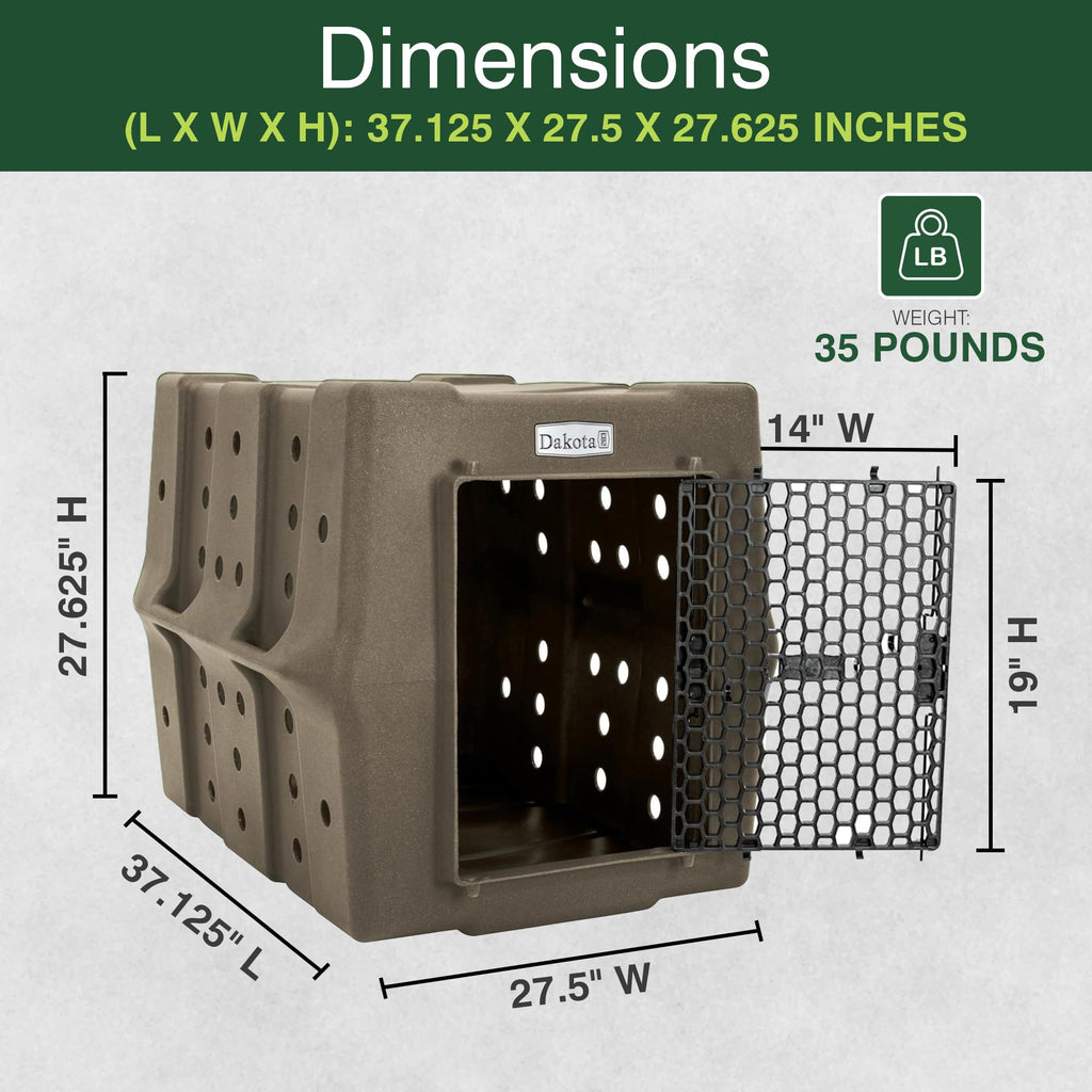 Dakota 283 Canine Rough and Tough Economy Dog Crate w/ Removable Two-Way Door - Heavy Duty Outdoor Kennel for Medium Breed Dogs (Coyote Granite, Intermediate)