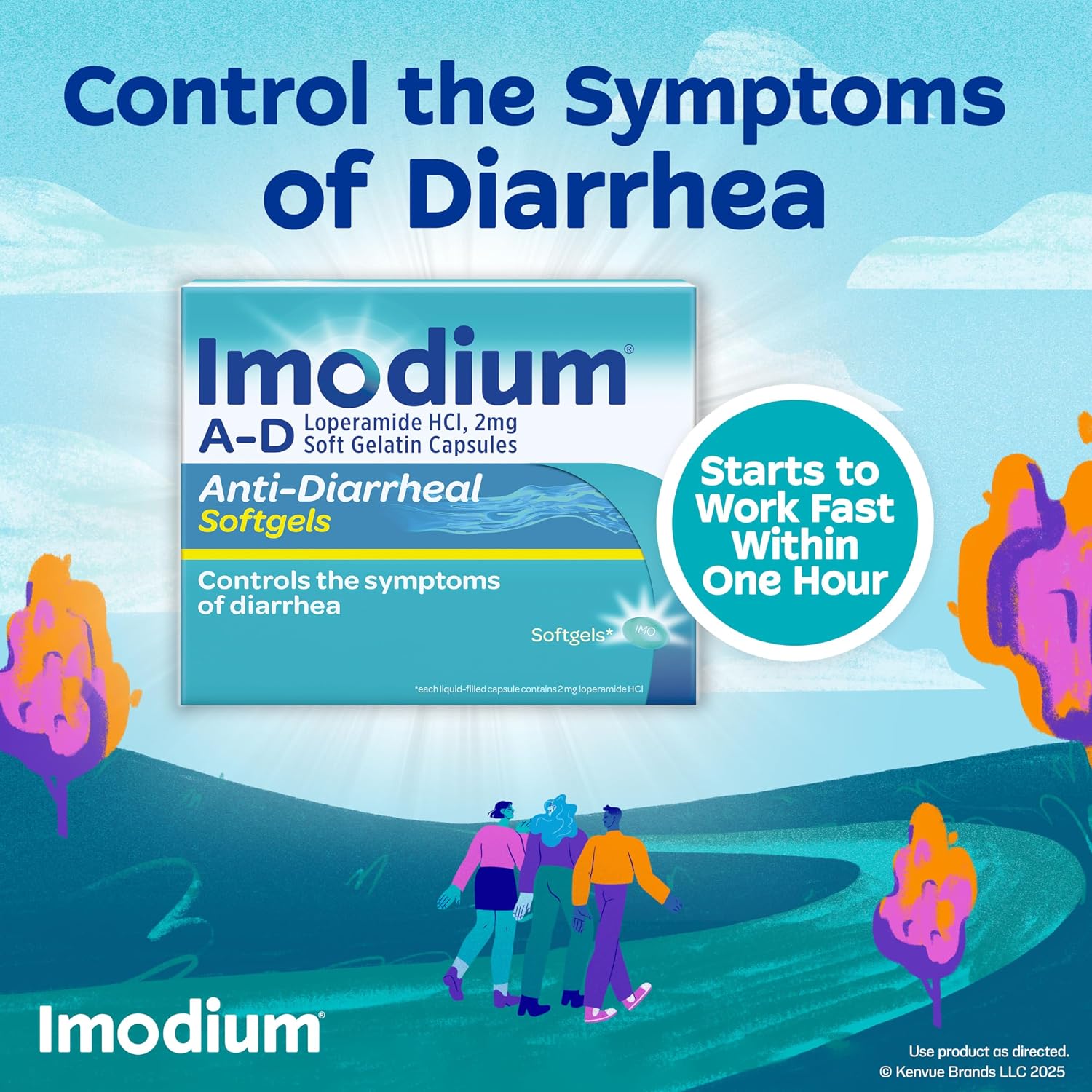Imodium A-D Diarrhea Relief Softgels with Loperamide HCl, Anti-Diarrheal Medicine to Help Control Symptoms of Diarrhea Due to Acute, Traveler's Diarrhea, HSA/FSA Eligible, 12 ct
