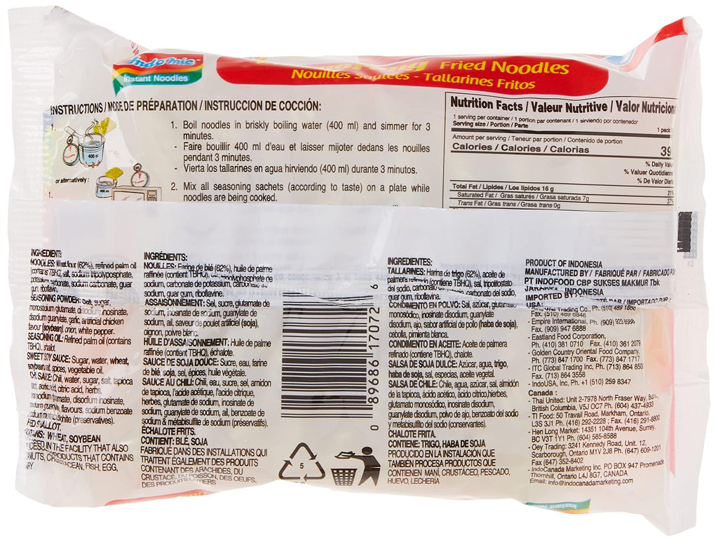 Indomie Mi Goreng Instant Stir Fry Noodles, Halal Certified, Original Flavor ( Pack Of 15),