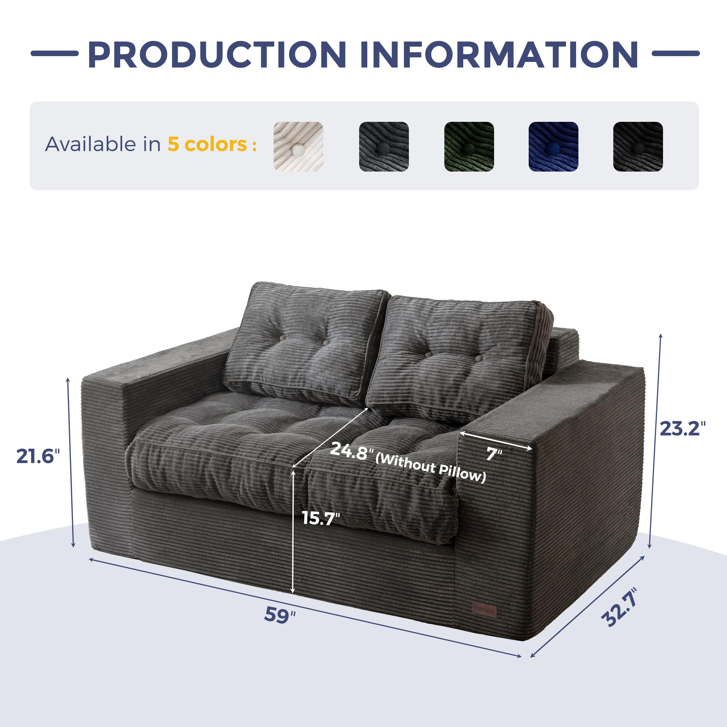 MAXYOYO 3 Seater Sofa Couch for Living Room, Tufted Boneless Couch Sofa Couch, Comfy Bubbled Bean Bag Chair for Apartment, No Assembly Needed, Beige