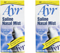 Ayr Saline Nasal Mist Spray 50 mL – Non Medicated Nasal Moisturizer for Dry Nasal Passages Cold and Allergy Relief (Pack of 2)