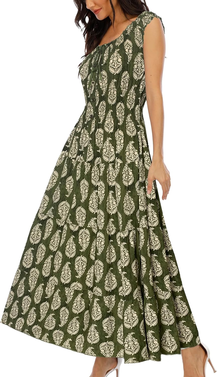 OSTOO Women's 2026 Summer Boho Floral Print Tiered Casual Flowy Long Maxi Dress