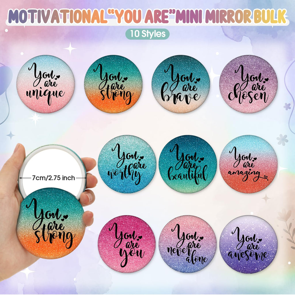 Vercraft 20 Pcs Employee Appreciation Gift for Women Inspirational Canvas Makeup Bag Portable Compact Mirror Bulk Cosmetic Bag Thank You Party Favor for Women Coworker Nurse (Bohemian,Boho)