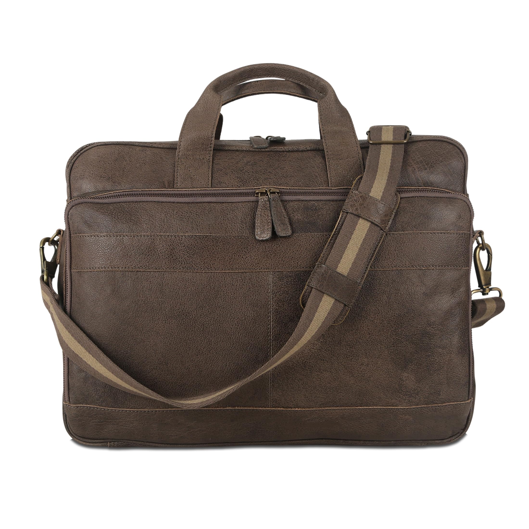 Leather briefcase 18 Inch Laptop Messenger Bags for Men and Women Best Office briefcase Satchel Bag (Black)