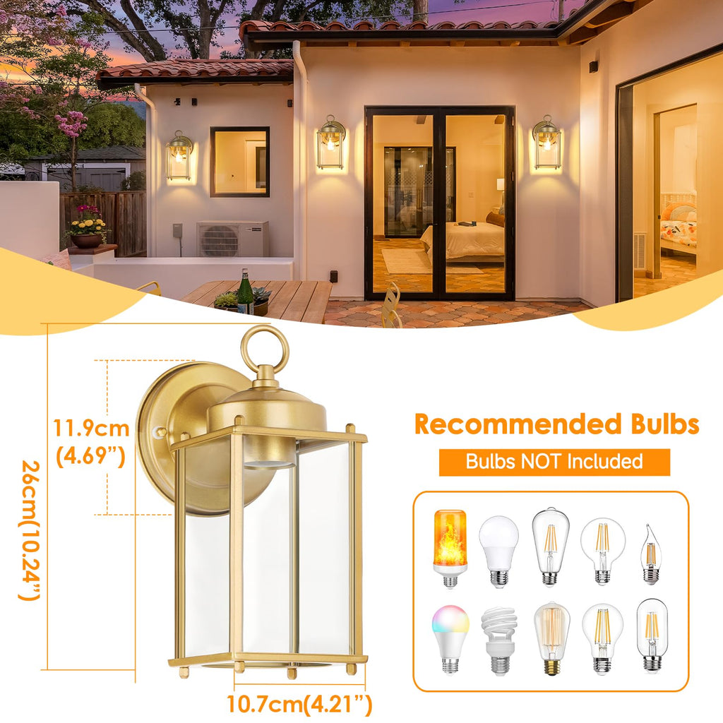 MATAMEYE Outdoor Wall Lantern, Exterior Dark Chocolate Waterproof Wall Sconce Lighting Fixture, Front Door Wall Lamp with Clear Beveled Glass, 2 Pack