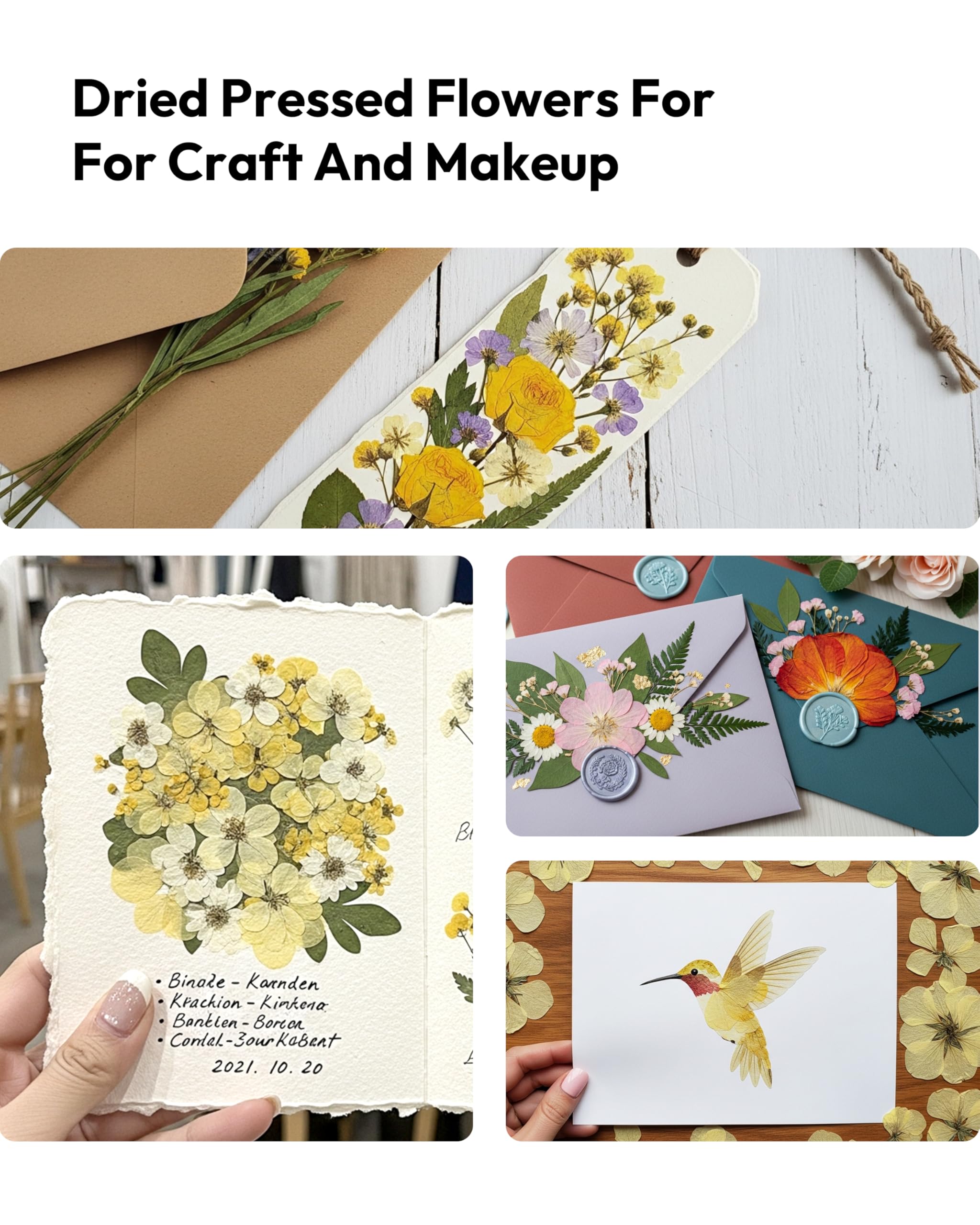 Dried Flowers, Resiners 58Pcs Pressed Flowers for Craft Pink Real Natural Dried Flowers Dry Leaves Kit for DIY Making Crafts Resin Soap Candle Scrapbook Supplies Card Making Jewelry