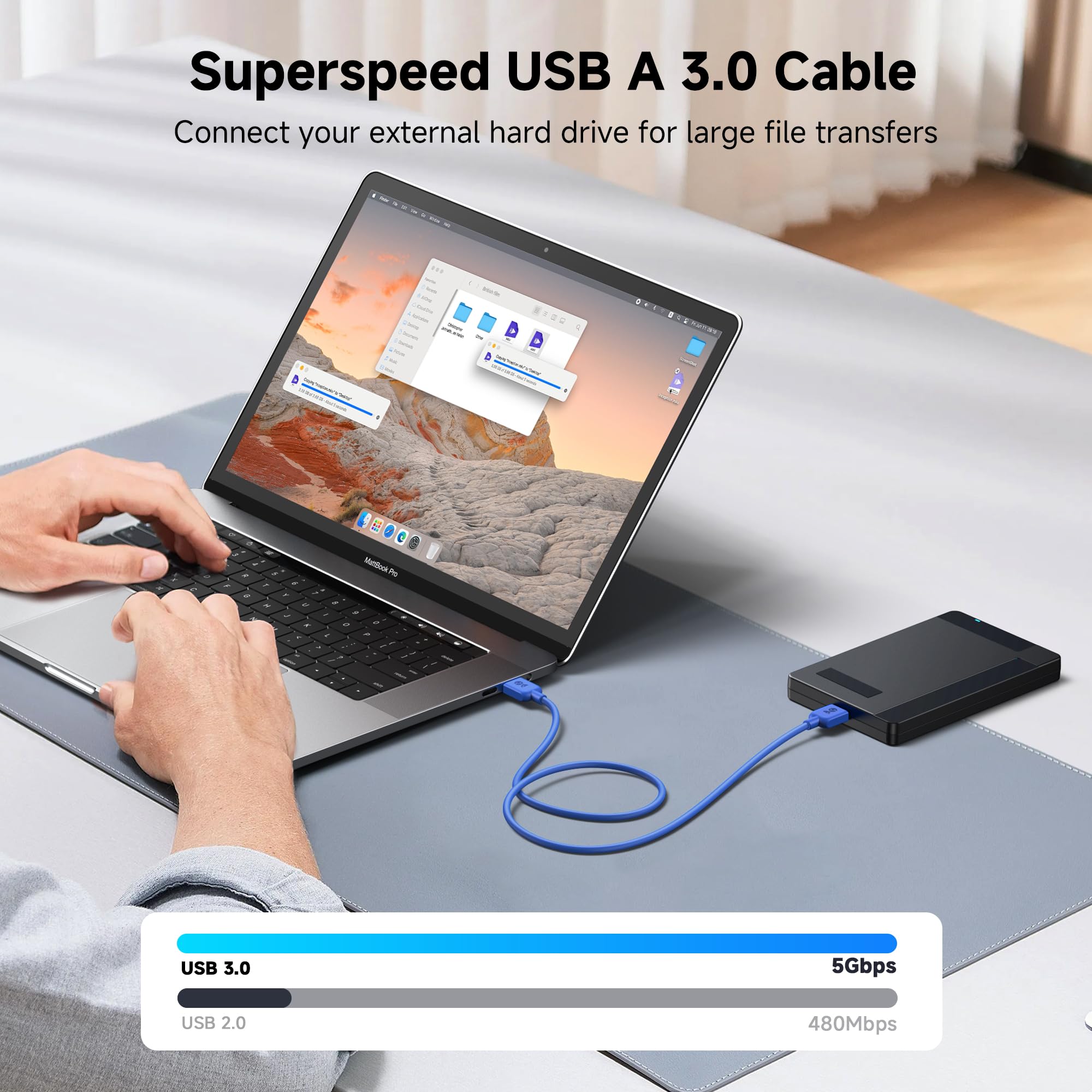 Cable Matters 5Gbps Short USB 3.0 Cable - 3ft, Male to Male USBA to USBA Cable, USB Cord, Black