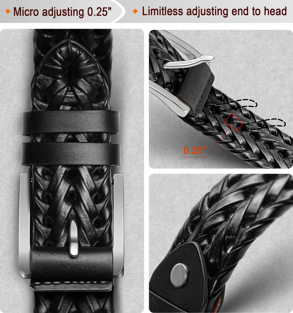 BULLIANT Mens Belts,Leather Woven Braided Belts for Gift Men Casual Jeans Golf