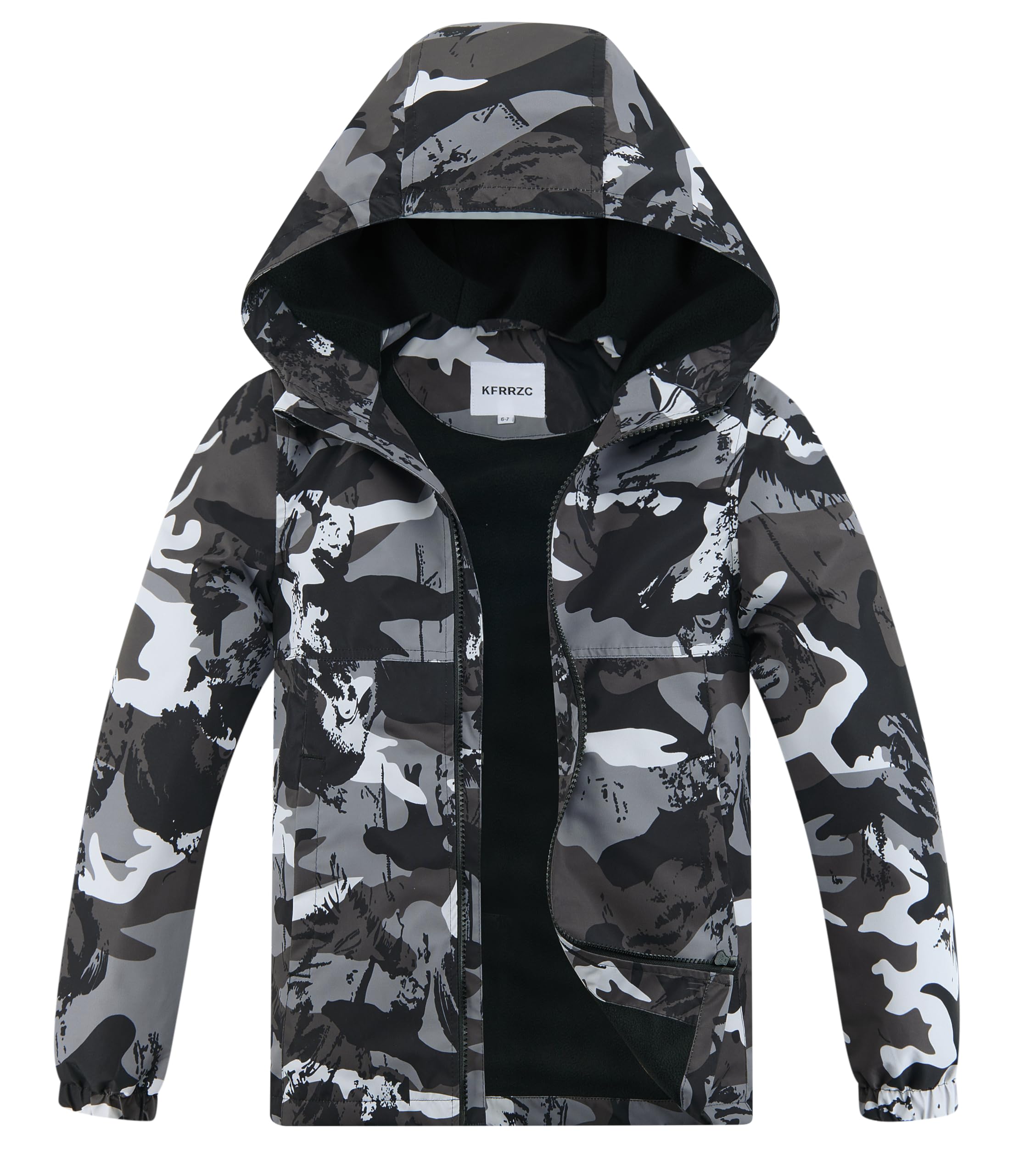 Boys Girls Rain Jackets Waterproof Hooded Fleece Raincoats Lightweight Windbreakers for Kids