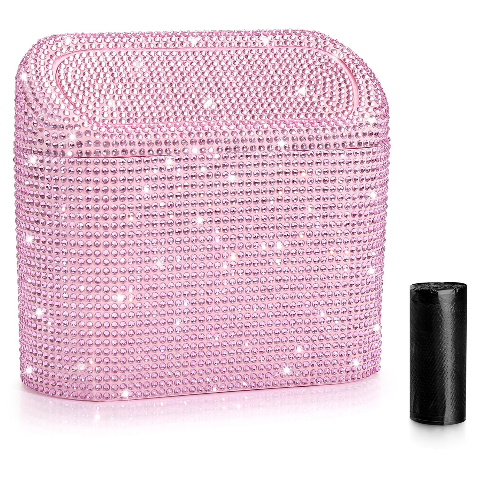 Accmor Car Trash Can with Lid, Mini Auto Dustbin Garbage Organizer with 30 Pcs Plastic Trash Bag, Automotive Garbage Container Bin for Vehicle, Home, Office