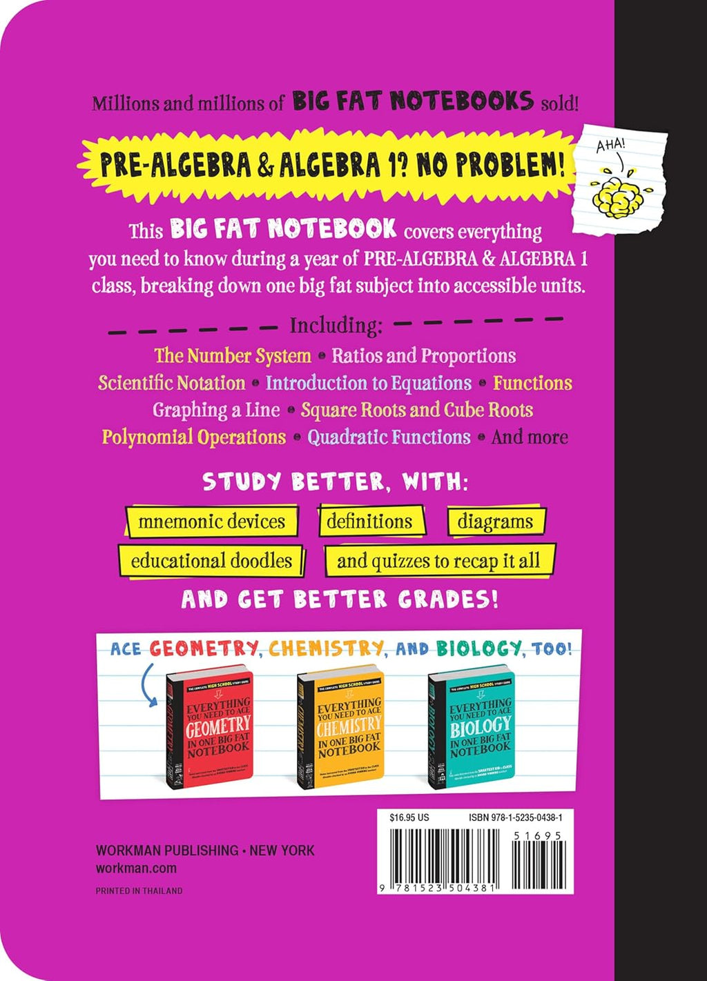 Everything You Need to Ace Pre-Algebra and Algebra 1 in One Big Fat Notebook