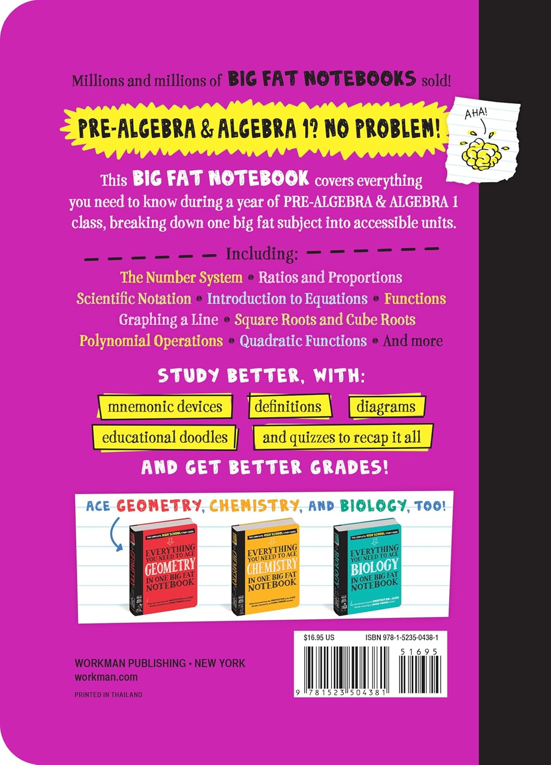 Everything You Need to Ace Pre-Algebra and Algebra 1 in One Big Fat Notebook