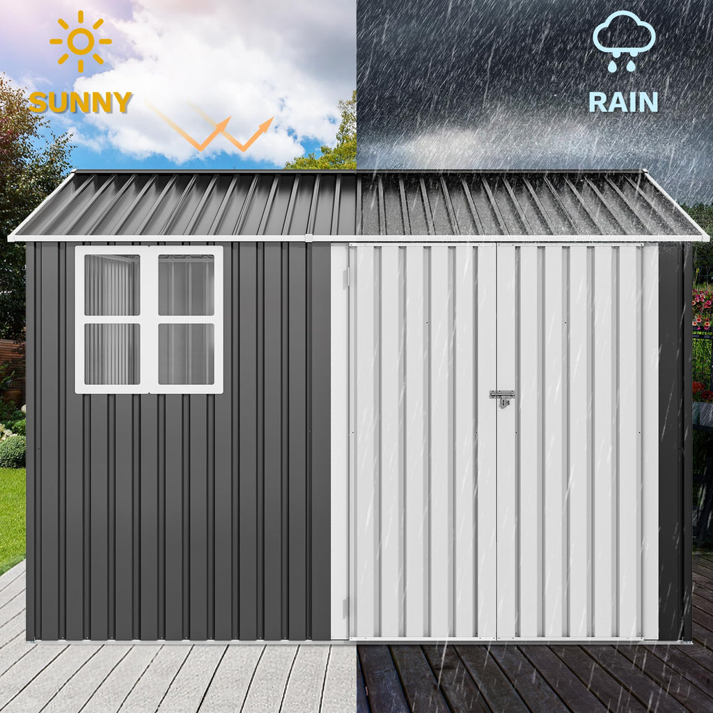 DWVO 6x4ft Outdoor Storage Shed, Lockable Metal Tool Storage Sheds, Waterproof Garden Sheds with Vents for Backyard, Patio, Garage, Lawn, Dark Gray