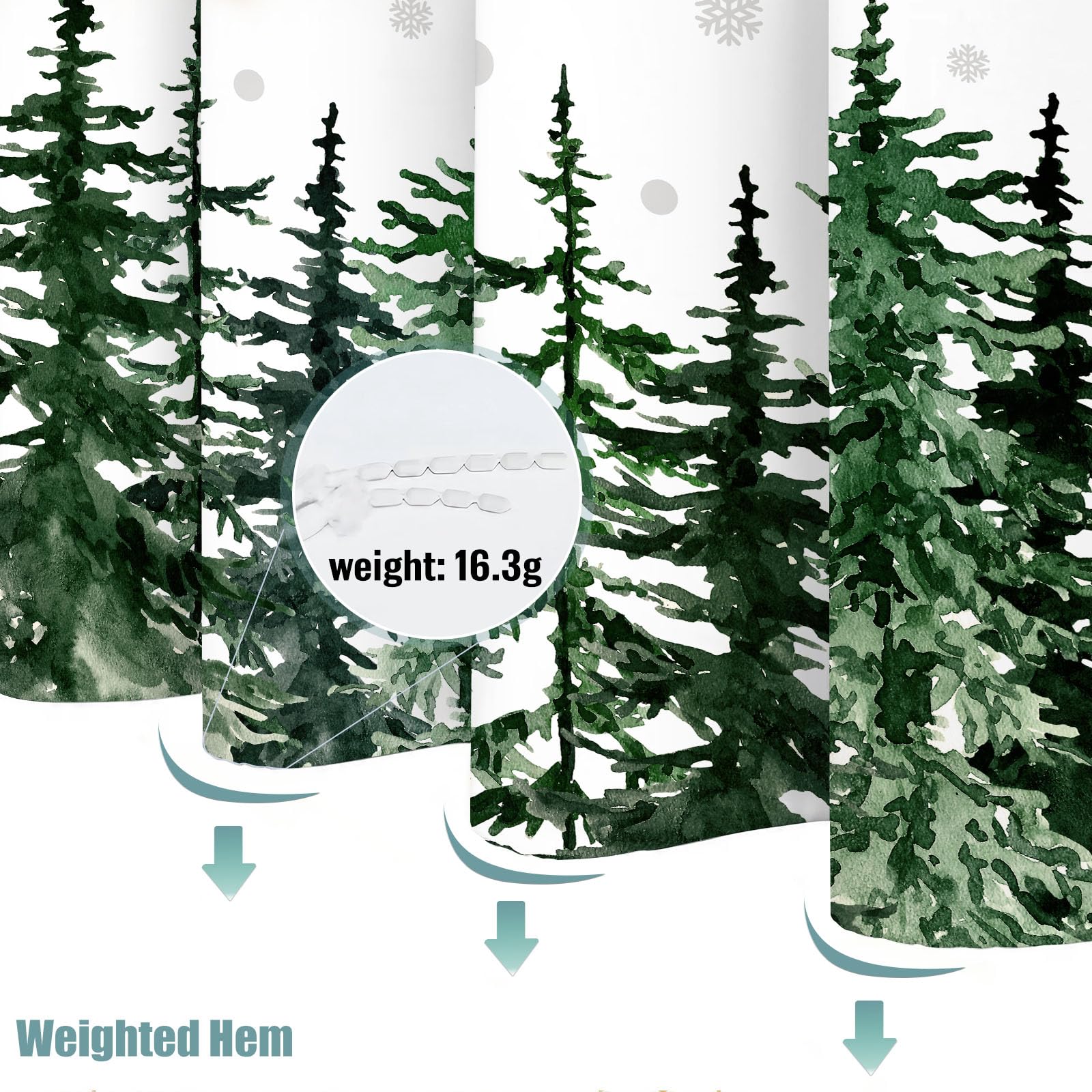 Stall Small Black and White Misty Forest Shower Curtain Ombre Gray Grey Mountain Pine Tree Waterproof Fabric Shower Curtains for Bathroom Nature Woodland Decorative Bath Curtain Decor 36×72 Inches