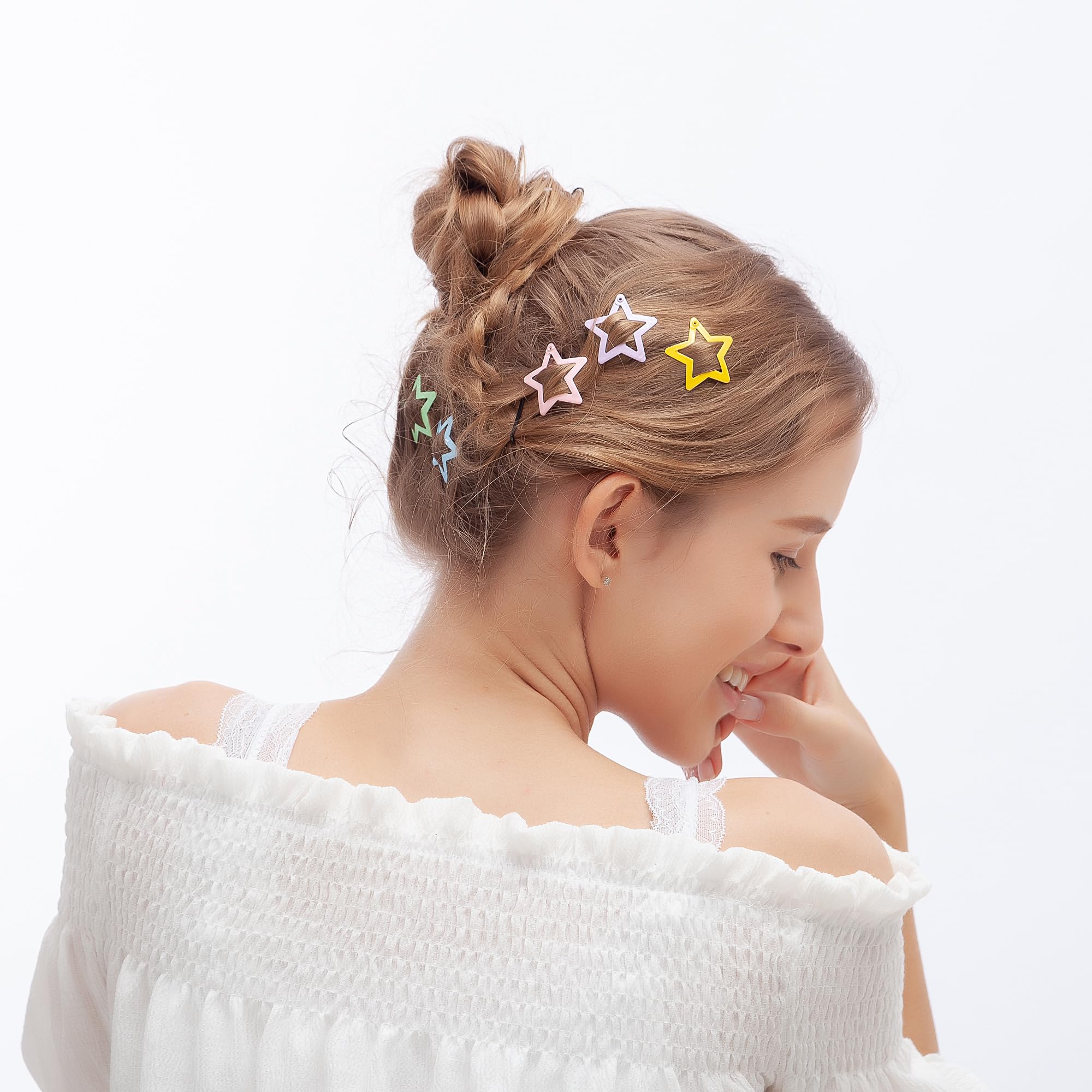 ECADY 100-Piece Metal Snap Hair Clips for Girls, Toddlers, and Kids, Hair Bow Barrettes Perfect for Fine Hair, Thick Hair, and More - Featuring Fun Bow Designs