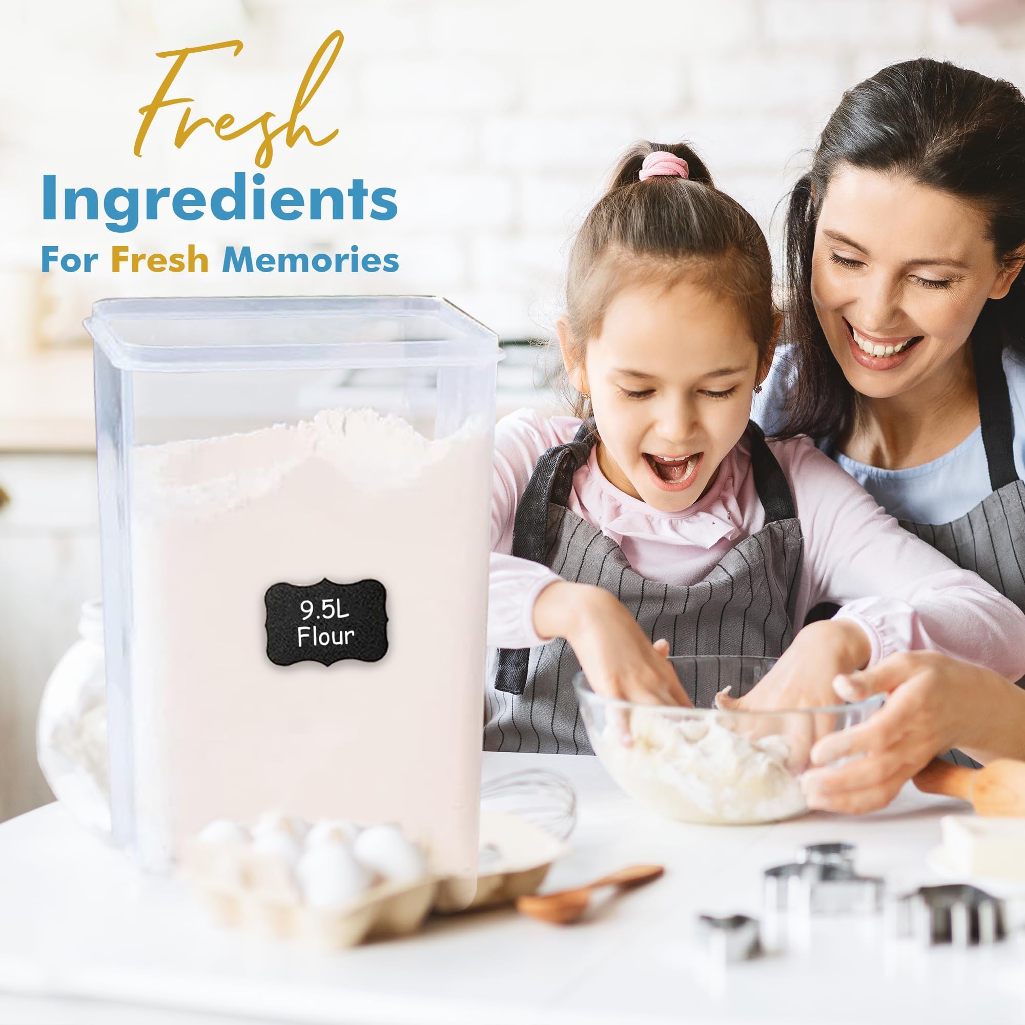 Shazo 2 PC (9.5L | 321 Oz) Extra Large Bulk Food Storage Containers with Airtight Lids for Flour, Sugar, Rice, Cereal & Pasta - Leakproof, BPA-Free Plastic Canisters for Kitchen & Pantry Organization