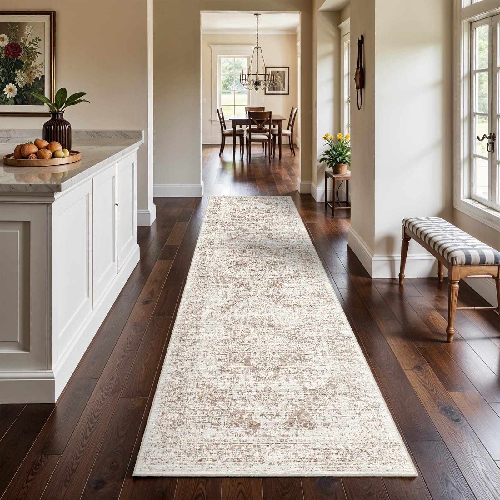 2x5 Washable Kitchen Runner Rug - Soft Low Pile Floral Animal Cat Print Rugs with Non-Slip Backing Waterproof Stain-Resistant Indoor Carpet for Hallway Entryway Bathroom Bedroom (Black)