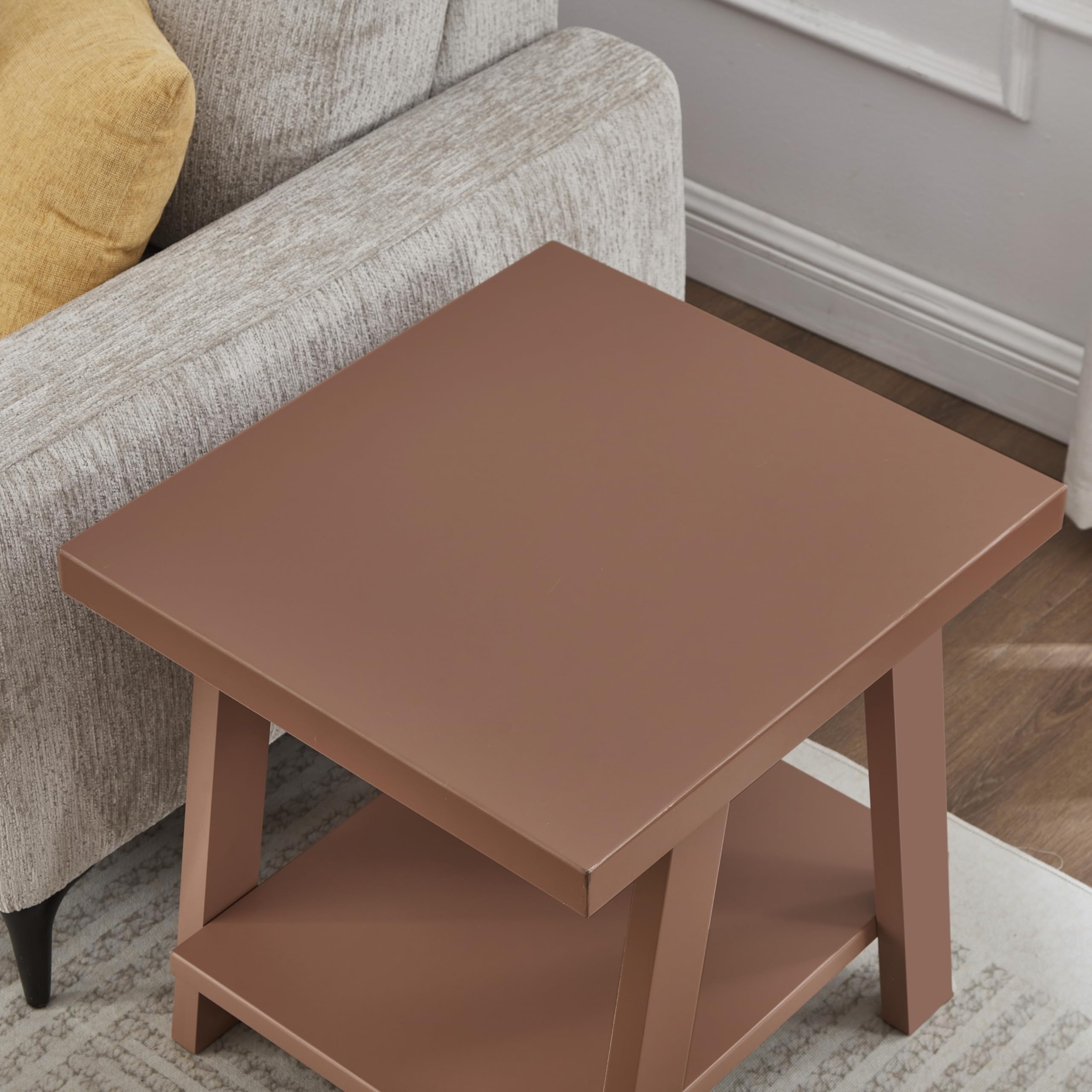 Roundhill Furniture Athens Contemporary Replicated Wood Shelf End Table in Black Finish