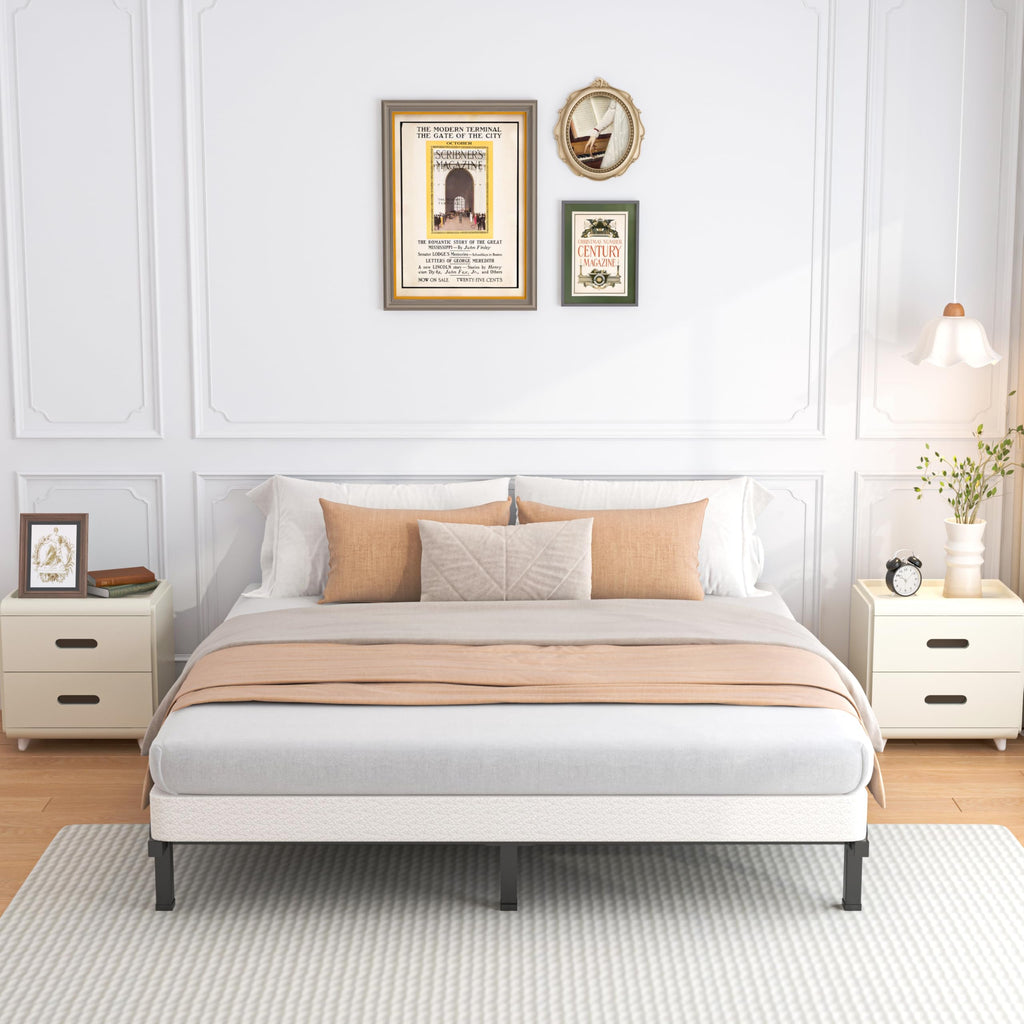 ROIL 10 Inch Twin Box Spring, Heavy Duty Metal Box Spring Mattress Foundation with Fabric Cover, 3500lbs Max Weight Capacity, Easy Assembly, Noise Free, Non-Slip