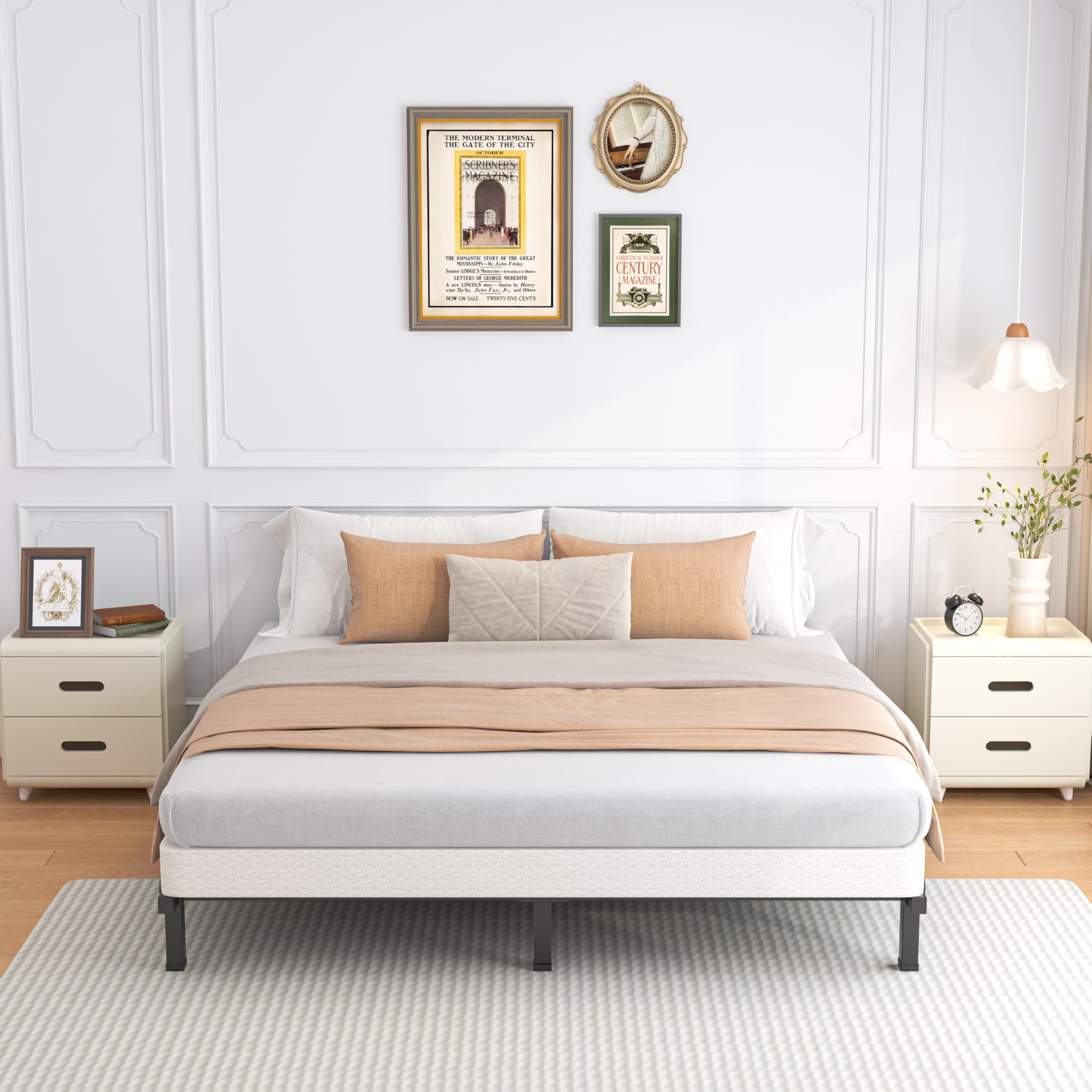 ROIL 10 Inch Twin Box Spring, Heavy Duty Metal Box Spring Mattress Foundation with Fabric Cover, 3500lbs Max Weight Capacity, Easy Assembly, Noise Free, Non-Slip