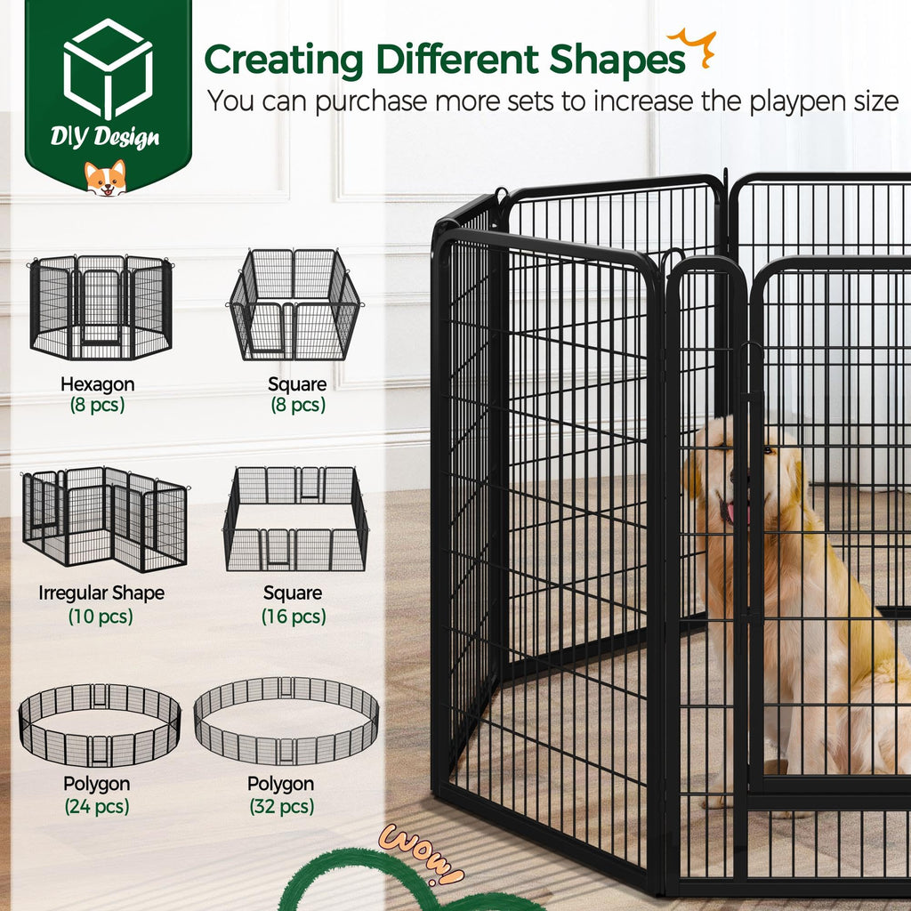 Yaheetech Dog Playpen, 24 inch 2 Panels Dog Pen for Indoor Heavy Duty Puppy Exercise Pen Metal Pet Fence for RV Camping/Yard/Garden