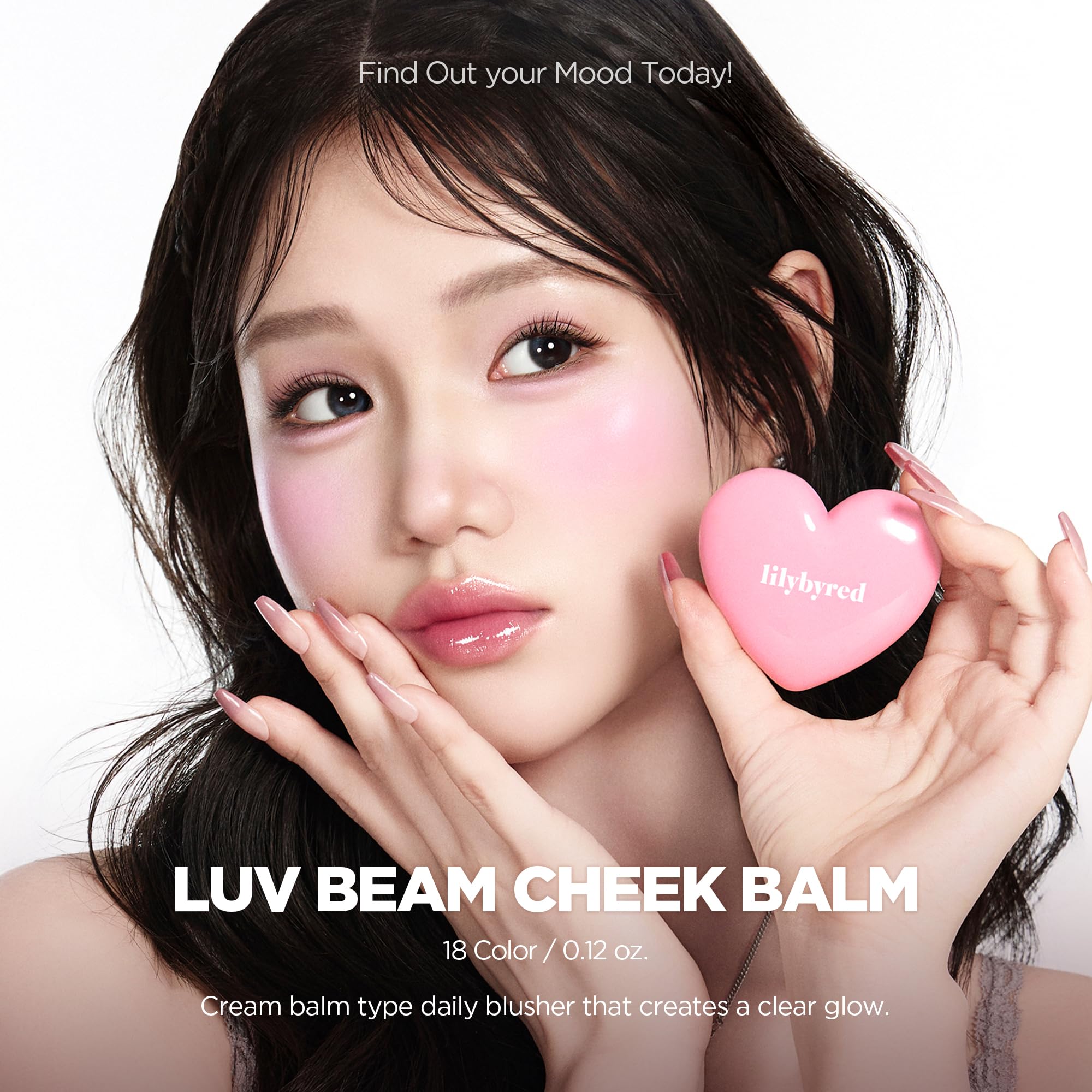 lilybyred Luv Beam Cheek Balm | Heart-Shaped Korean Cream Blush, Semi-Matte Finish, Long-Lasting, Blendable & Buildable, Soft Creamy Texture, Lightweight, Natural Flush, 0.12 oz. (01 Pure Coral)