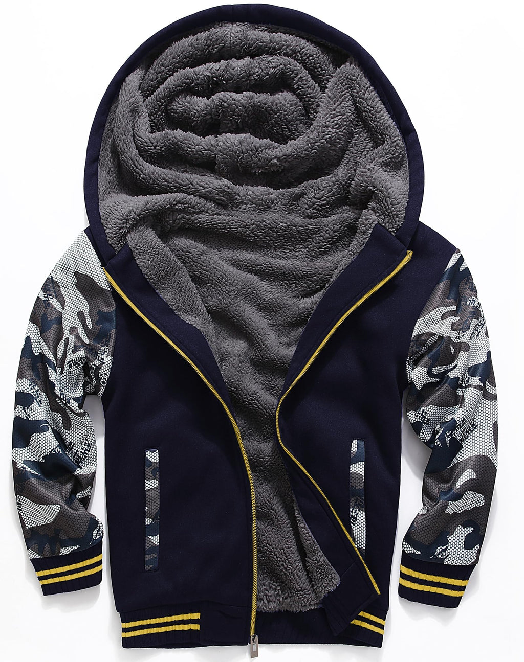 GEEK LIGHTING Boys Sherpa Lined Hoodie Kids Fleece Sweatshirt Full Zip Hooded Jacket