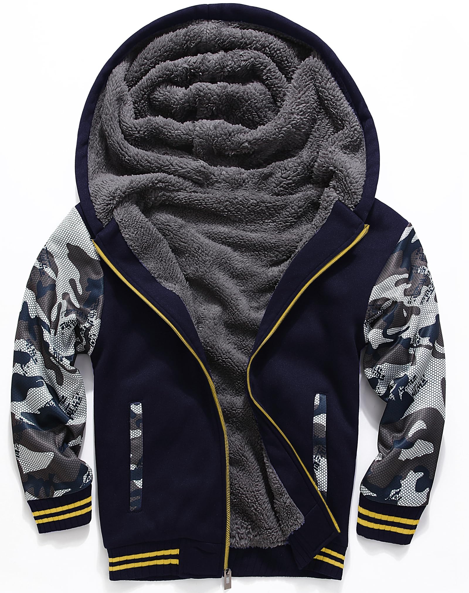 GEEK LIGHTING Boys Sherpa Lined Hoodie Kids Fleece Sweatshirt Full Zip Hooded Jacket