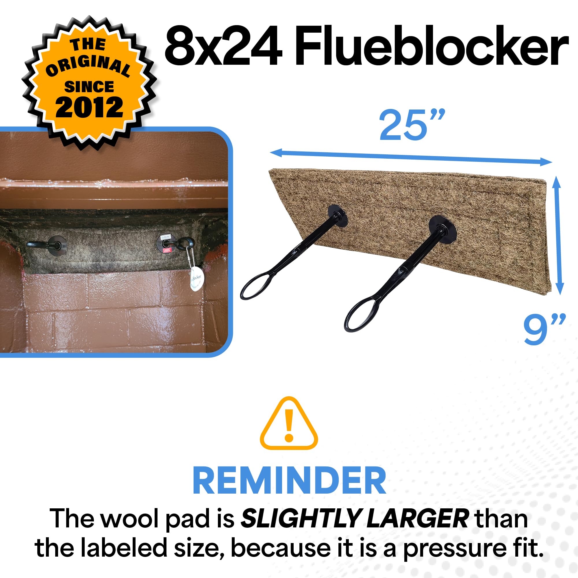 Flueblocker for 5"X14" Chimney Flue – Chimney Sheep Fireplace Draft Stopper Plug Replacement Damper Fireplace Tool – Better Than Inflatable Pillow or Balloon–Save Energy Block Odor & Debris