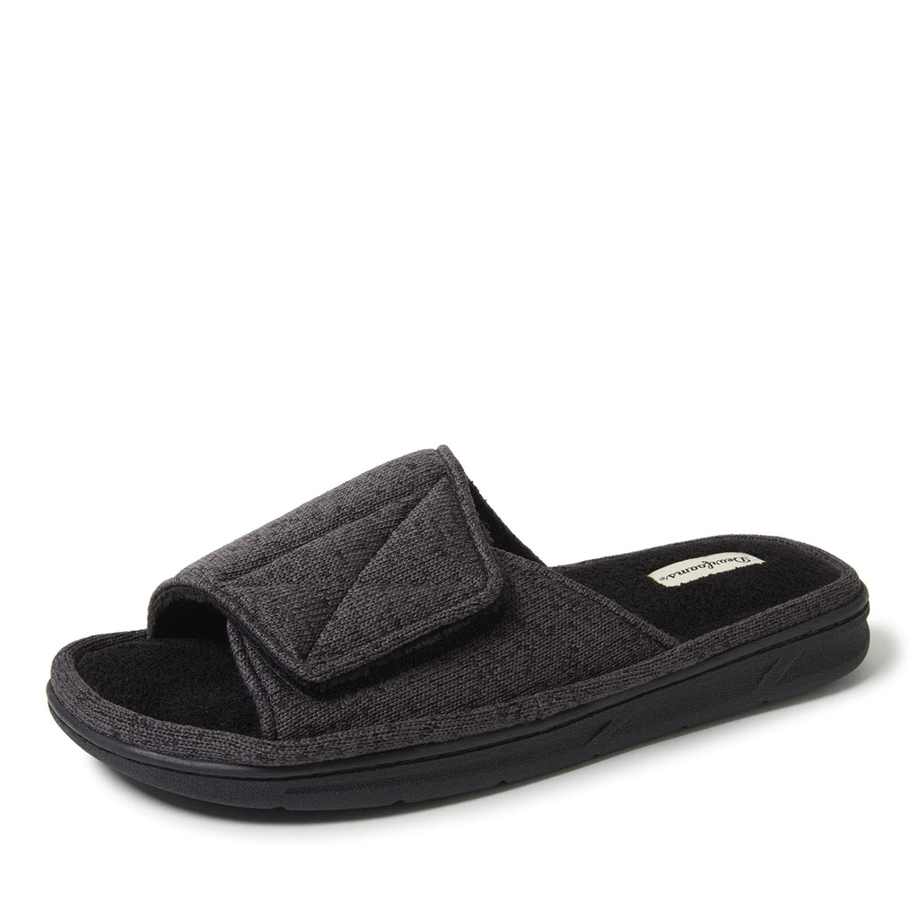 Dearfoams Men's Adjustable Indoor/Outdoor Memory Foam Machine Washable Summer Slide Slipper