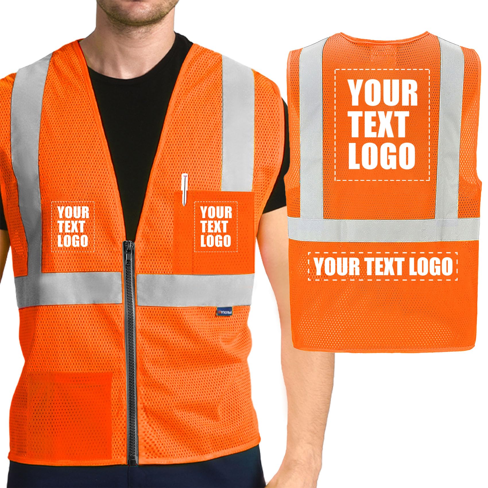 AYKRM 2 Pocket Mesh High Visibility Reflective Safety Vest for men & Women ANSI/ISEA 107 Standards