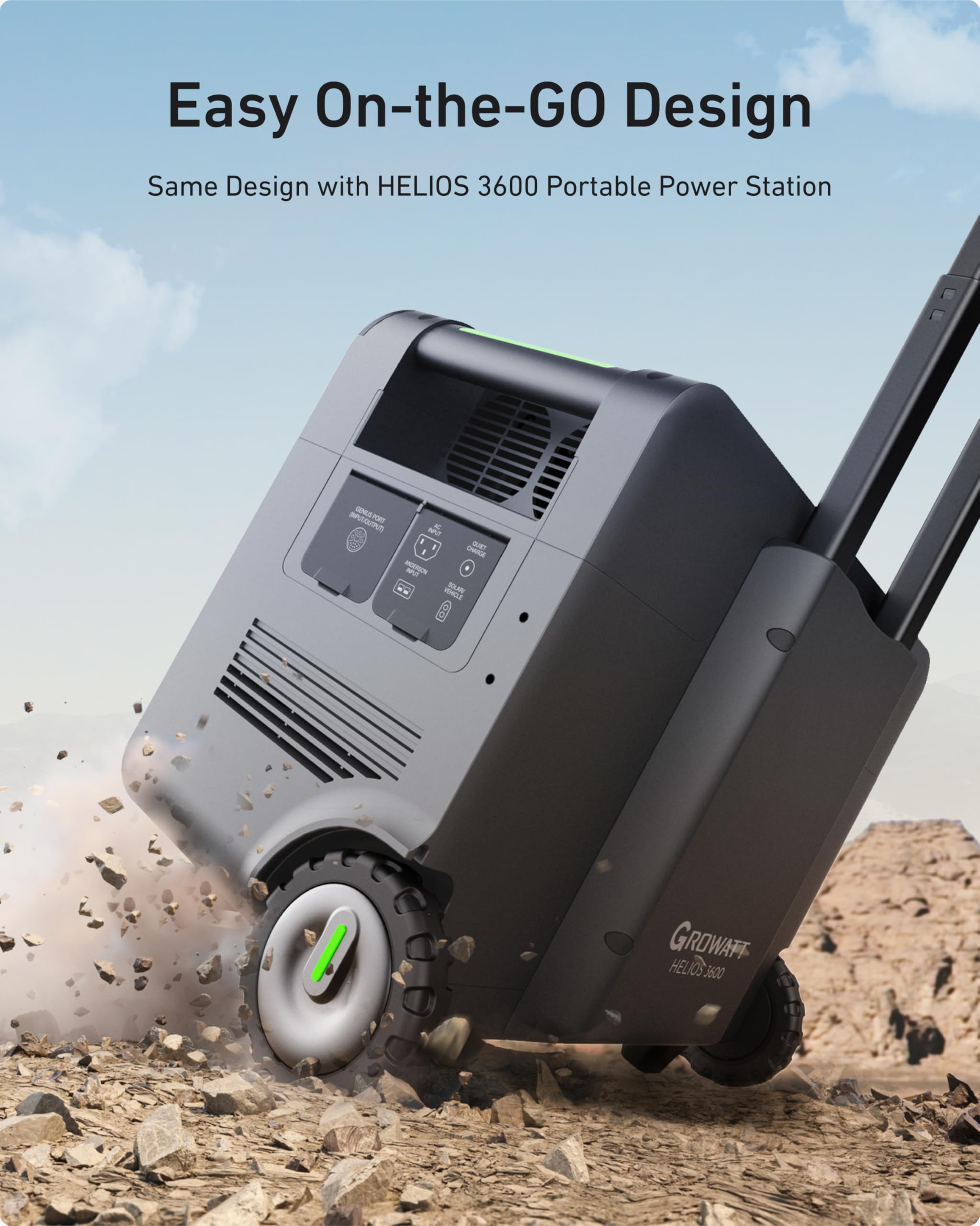 GROWATT HELIOS 3600 Portable Power Station, 3600Wh LFP Battery, Expandable to 240V/7200W AC Output, Up to 36kWh, Solar Electric Generator for Whole House Backup, RVs, Emergencies