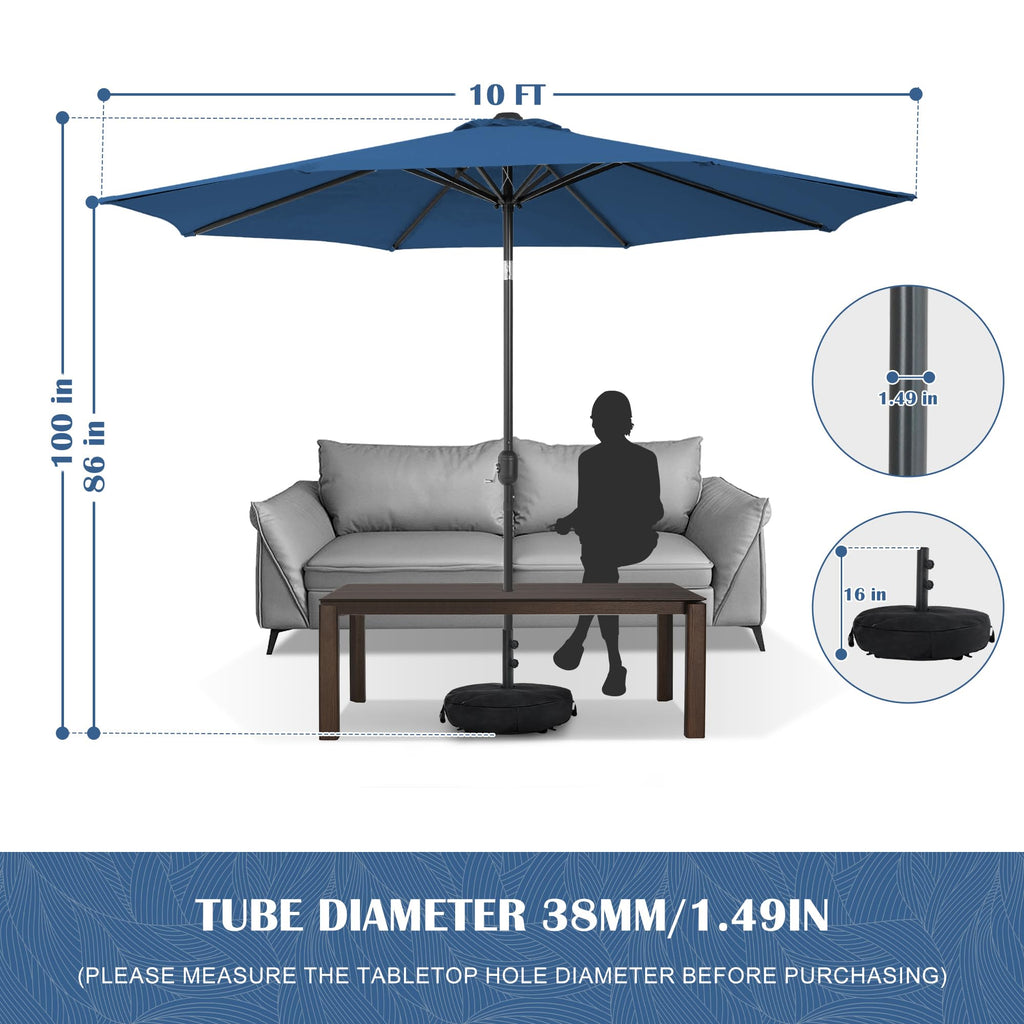 Sundale Outdoor 9FT Patio Umbrella with Sand Bag Umbrella Base, Outdoor Umbrella with Tilt and Crank, Beige