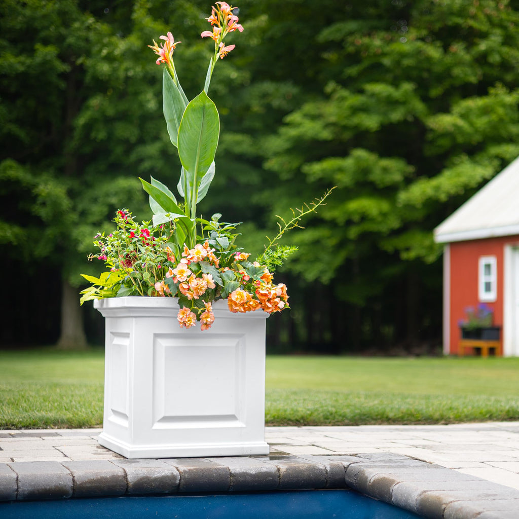 Mayne Nantucket 20-Inch Square Planter – Self-Watering, Weather-Resistant Planter for Flowers – Durable Outdoor Design for Patio, Porch, or Entryway
