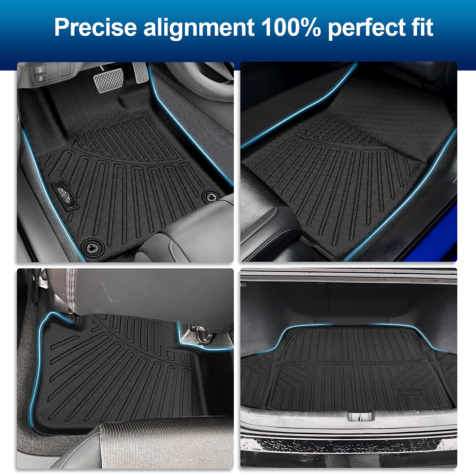 PELEUS Floor Mats for Toyota 4Runner 2003-2009 (4th Gen), All Weather Custom Fit Car Mats & Cargo Liner Set, Odorless TPE Heavy Duty Protection Accessories, Black (Only 5-Seat Models)