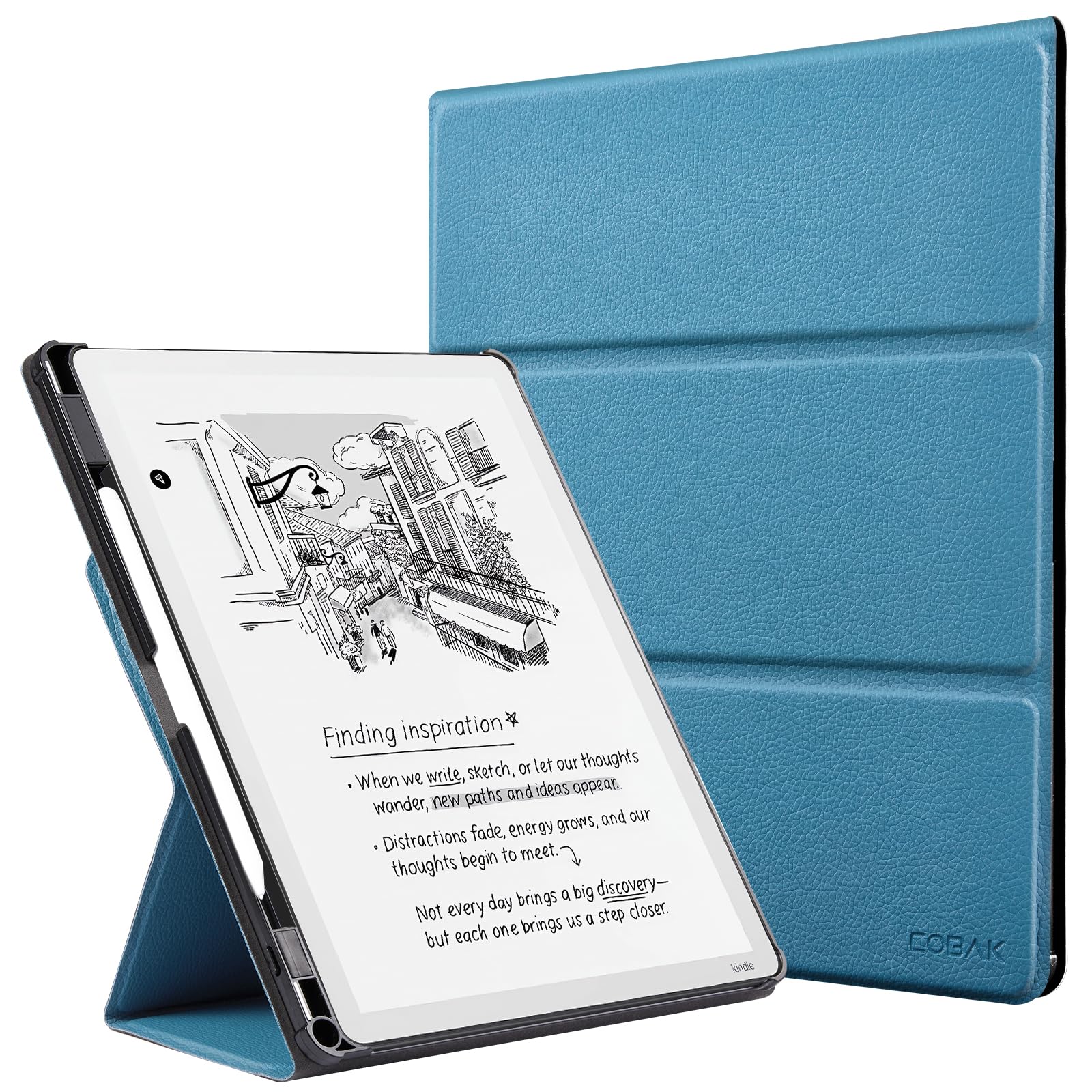 CoBak Stand Case for Kindle Scribe - Premium Folio Leather Cover with Pen Holder, Auto Sleep/Wake - Compatible with 10.2 Inch Kindle Scribe (2022/2024 Release)