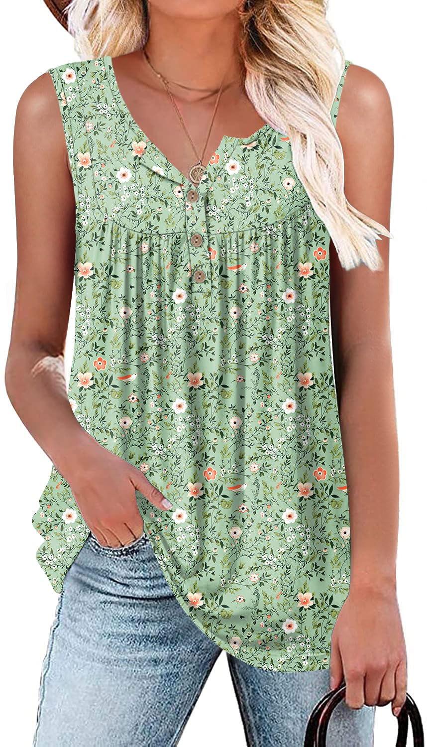 POPYOUNG 2026 Womens Summer Tank Tops Ladies Sleeveless Shirts Loose Fit Casual Blouse