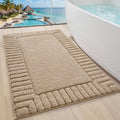 LUMI Bathroom Rugs Non Slip with Rubber Backing, Extra Soft Plush Microfiber Bath Rug Absorbent, Machine Washable Bath Mat Quick Dry for Tub, Shower, Hotel, Beige, 16"x24"