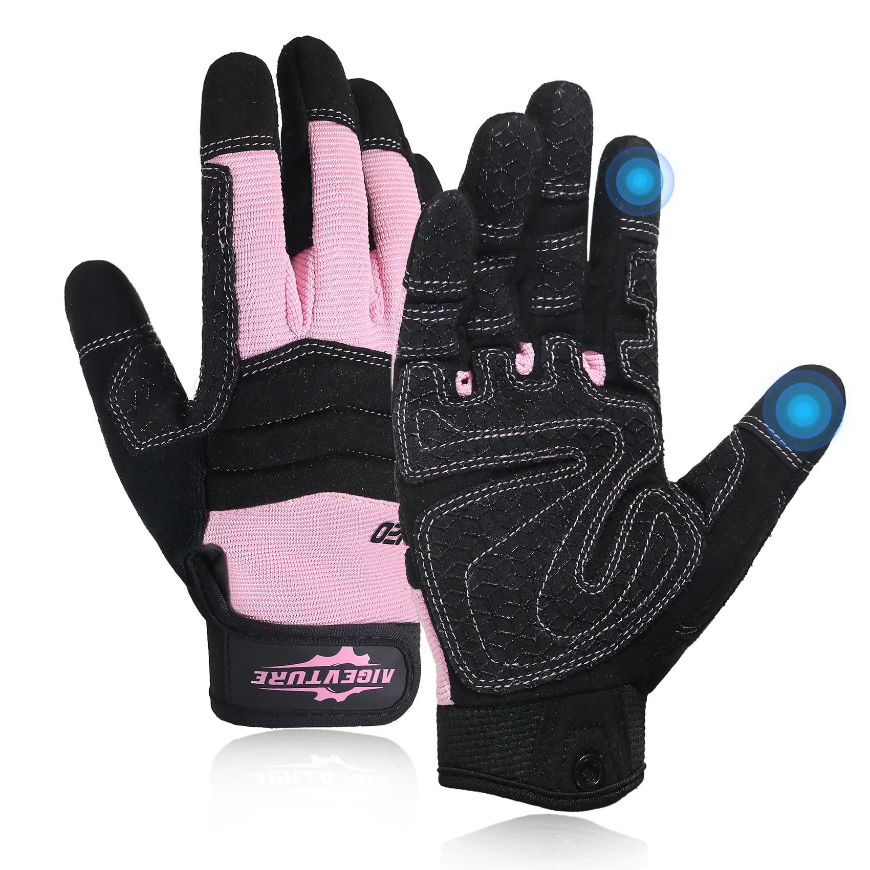 AIGEVTURE Safety Work Gloves Mens & Women, Light Duty Mechanic Gloves Touch Screen, Gardening Work Gloves with Grip,High Dexterity