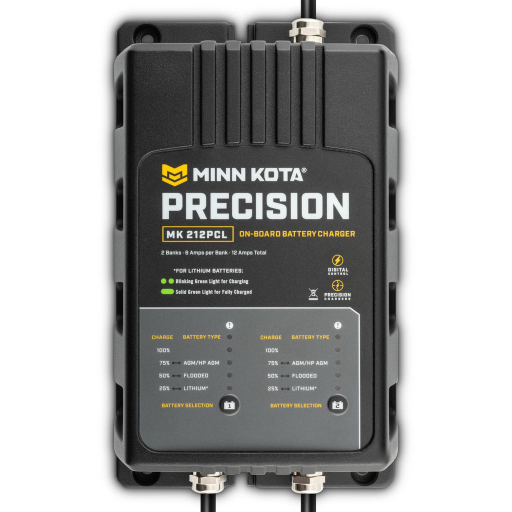 Minn Kota Precision MK-212PCL On-Board Marine Battery Charger – 2 Banks, 6 Amps Each