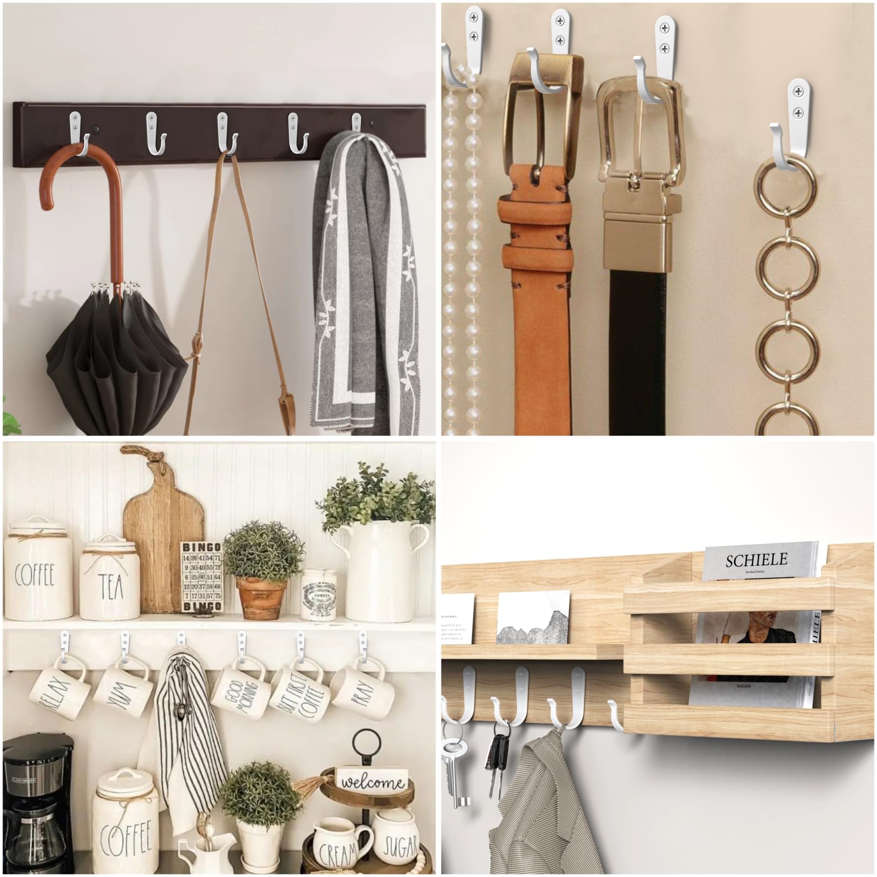BREYDROK 20PCS Heavy Duty Metal Coat Hooks for Wall, Single Prong Hanging Hooks with 40 Screws for Towels, Backpacks, Hats & Dog Leashes