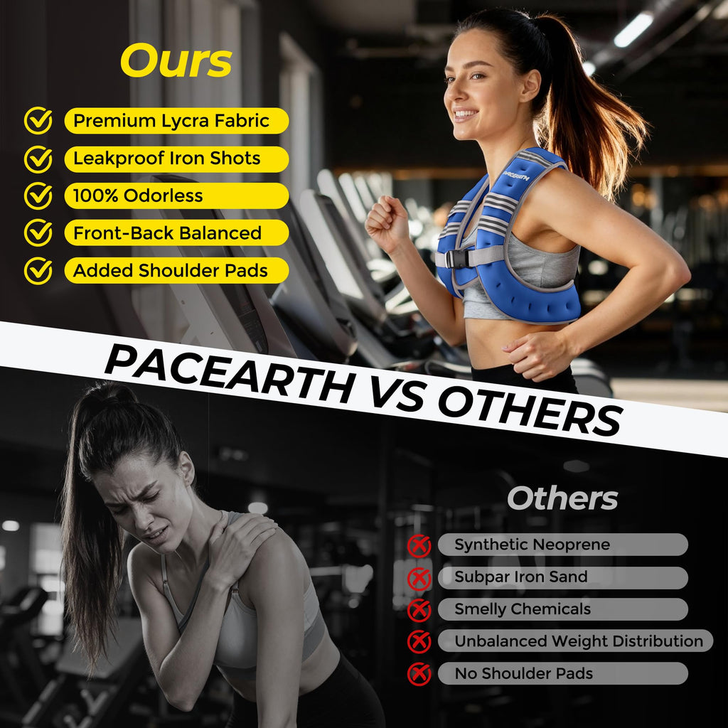 PACEARTH Weighted Vest,6lb/8lb/10lb/12lb/16lb/20lb/25lb/30lb Weight Vest with Reflective Stripe, Body Weight Vests for Women, Men, Weight Loss Workout, Strength Training, Running, Walking, Jogging